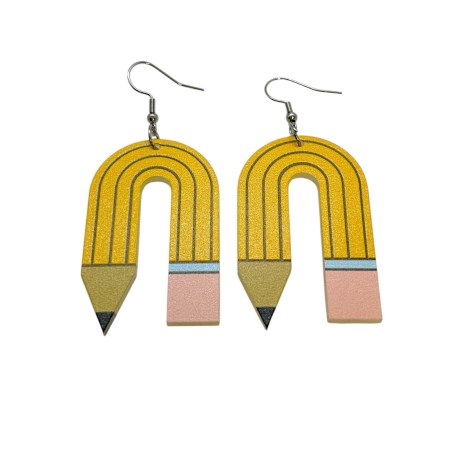earrings steel hooks with yellow pencil1